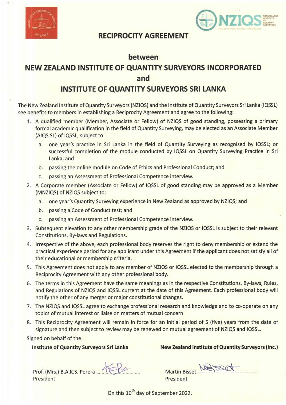 New Zealand NZIQS IQSSL Reciprocity